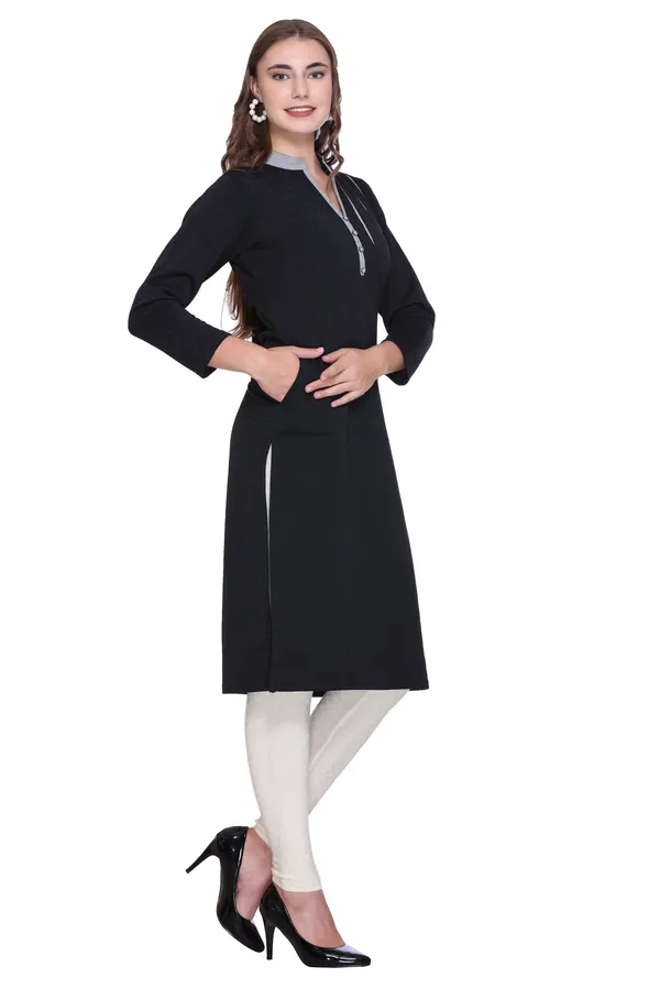 Rosary_Women_Solid_A-line_Kurta_(Black)