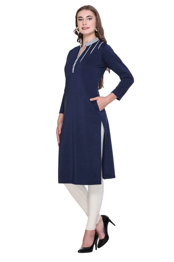Rosary_Women_Solid_A-line_Kurta_(Dark_Blue)