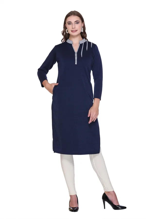 Rosary_Women_Solid_A-line_Kurta_(Dark_Blue)