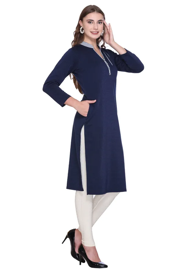Rosary_Women_Solid_A-line_Kurta_(Dark_Blue)