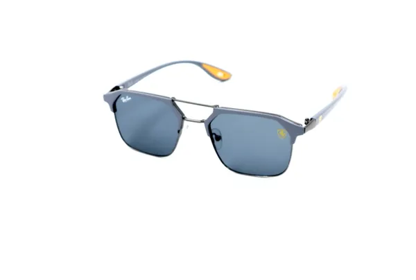 SwamiRaj_EyeWorld_Flat_Sunglasses,_Medium,_Full_Black_Polarized_Lens,_Grey_Metal-Acetate_Frame_(Black)