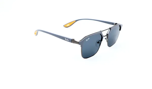 SwamiRaj_EyeWorld_Flat_Sunglasses,_Medium,_Full_Black_Polarized_Lens,_Grey_Metal-Acetate_Frame_(Black)