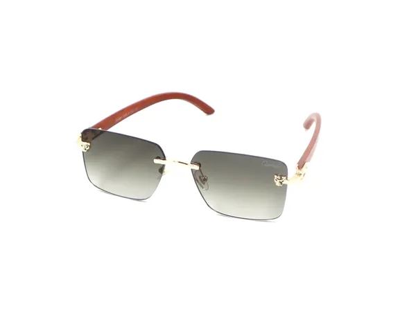 SwamiRaj_EyeWorld_Rimless_Golden_Frame_with_Brown_Wooden_Sides_Sunglasses_with_Titanium_Frame,_&_UV_Protected_Polycarbonate_Lens_Ideal_for_Men_&_Women_(OW_3066_Golden_with_Brown)