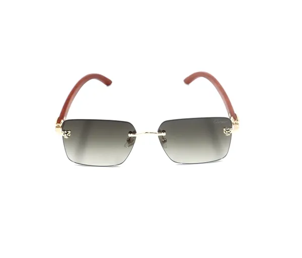 SwamiRaj_EyeWorld_Rimless_Golden_Frame_with_Brown_Wooden_Sides_Sunglasses_with_Titanium_Frame,_&_UV_Protected_Polycarbonate_Lens_Ideal_for_Men_&_Women_(OW_3066_Golden_with_Brown)