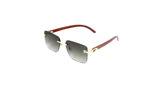 SwamiRaj_EyeWorld_Rimless_Golden_Frame_with_Brown_Wooden_Sides_Sunglasses_with_Titanium_Frame,_&_UV_Protected_Polycarbonate_Lens_Ideal_for_Men_&_Women_(OW_3066_Golden_with_Brown)