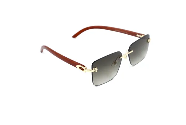 SwamiRaj_EyeWorld_Rimless_Golden_Frame_with_Brown_Wooden_Sides_Sunglasses_with_Titanium_Frame,_&_UV_Protected_Polycarbonate_Lens_Ideal_for_Men_&_Women_(OW_3066_Golden_with_Brown)