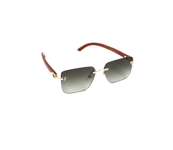 SwamiRaj_EyeWorld_Rimless_Golden_Frame_with_Brown_Wooden_Sides_Sunglasses_with_Titanium_Frame,_&_UV_Protected_Polycarbonate_Lens_Ideal_for_Men_&_Women_(OW_3066_Golden_with_Brown)