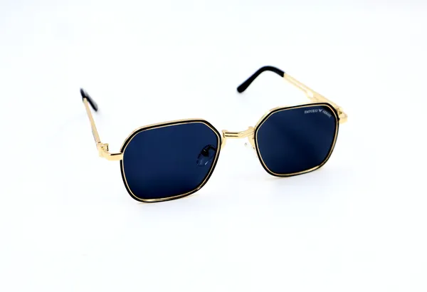 SwamiRaj_EyeWorld_Golden_with_Black_–_Hexagonal_Sunglasses_(Titanium_Frame,_Black_Polycarbonate_Lens,_UV_Protected_)_(KK1001_Golden_with_Black)