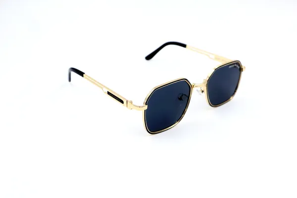 SwamiRaj_EyeWorld_Golden_with_Black_–_Hexagonal_Sunglasses_(Titanium_Frame,_Black_Polycarbonate_Lens,_UV_Protected_)_(KK1001_Golden_with_Black)