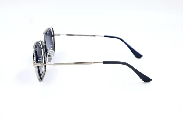 SwamiRaj_EyeWorld_Dual_Metal_Hexagonal_Sunglasses_Titanium_Frame,_Blue_Shaded_Polycarbonate_Lens_with_Blue_Mercury,_UV_Protected_Ideal_for_Men_&_Women_(Fernango_H5585)