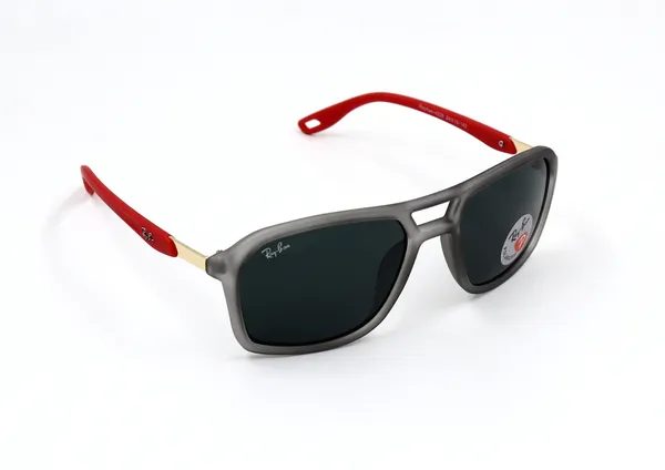 SwamiRaj_EyeWorld_Square_Sunglasses,_Medium,_UV_Protected_Black_Glass_Lens,_Soft_Rubber_Frame_(Grey-Red)