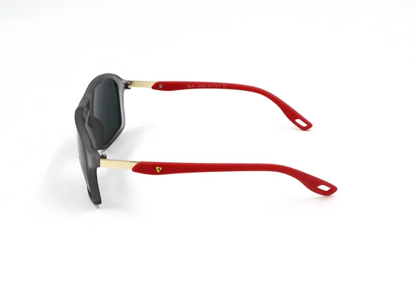 SwamiRaj_EyeWorld_Square_Sunglasses,_Medium,_UV_Protected_Black_Glass_Lens,_Soft_Rubber_Frame_(Grey-Red)