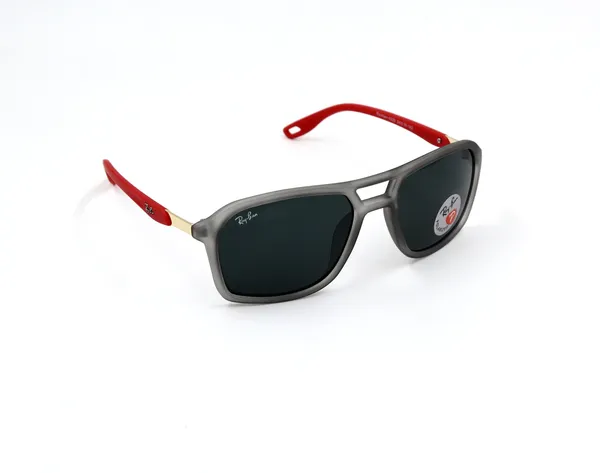 SwamiRaj_EyeWorld_Square_Sunglasses,_Medium,_UV_Protected_Black_Glass_Lens,_Soft_Rubber_Frame_(Grey-Red)