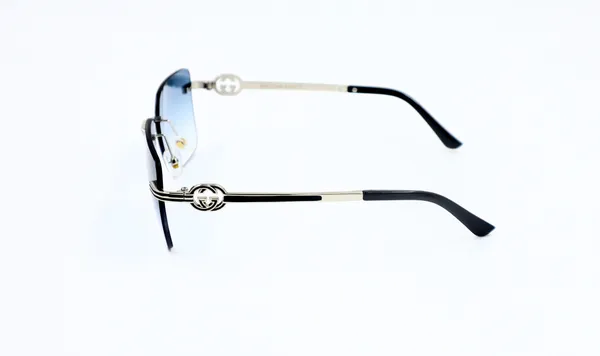 SwamiRaj_EyeWorld_Silver_with_Blue__Square_Rimless_Sunglasses_(Titanium_Frame,_Blue_Shaded_Polycarbonate_Lens,_UV_Protected)_(OW_3168_Silver_with_Blue)