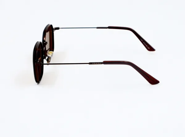 SwamiRaj_EyeWorld_Golden_with_Black_Hexagonal_Sunglasses_(Titanium_Frame,_Black_Polycarbonate_Lens,_UV_Protected)_(7787_Brown)