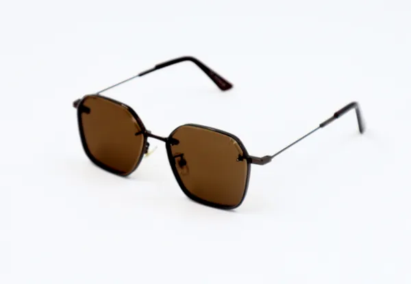 SwamiRaj_EyeWorld_Golden_with_Black_Hexagonal_Sunglasses_(Titanium_Frame,_Black_Polycarbonate_Lens,_UV_Protected)_(7787_Brown)