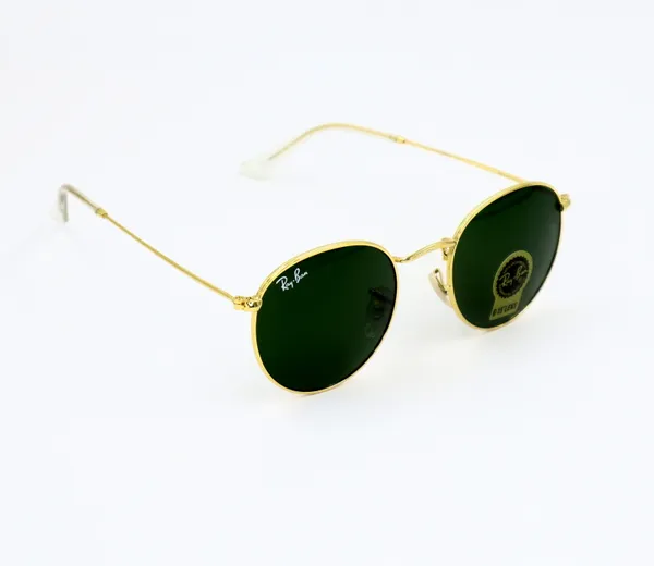 SwamiRaj_EyeWorld_Golden_with_Green_Round,_Medium,_UV_Protected_B2_Green_Glass_Lens,_Glossy_Golden_Titanium_Frame,_Unisex