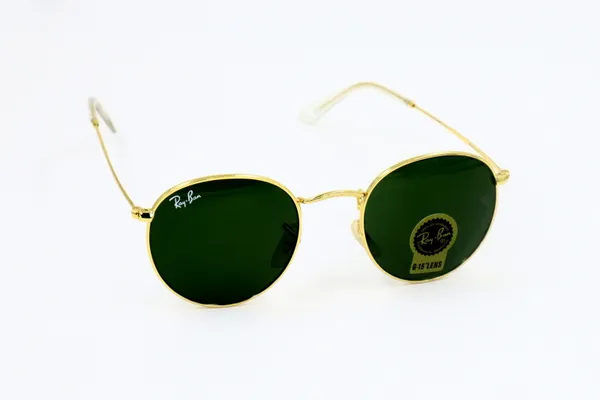 SwamiRaj_EyeWorld_Golden_with_Green_Round,_Medium,_UV_Protected_B2_Green_Glass_Lens,_Glossy_Golden_Titanium_Frame,_Unisex