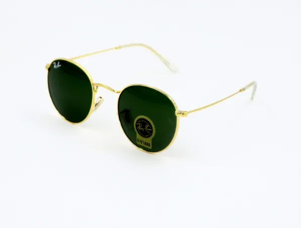 SwamiRaj_EyeWorld_Golden_with_Green_Round,_Medium,_UV_Protected_B2_Green_Glass_Lens,_Glossy_Golden_Titanium_Frame,_Unisex