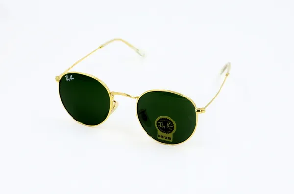 SwamiRaj_EyeWorld_Golden_with_Green_Round,_Medium,_UV_Protected_B2_Green_Glass_Lens,_Glossy_Golden_Titanium_Frame,_Unisex