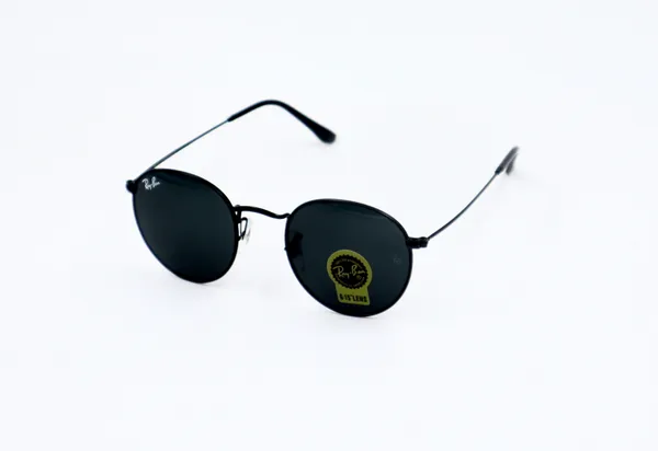 SwamiRaj_EyeWorld_Round_Sunglasses,_Medium,_UV_Protected_B2_Black_Glass_Lens,_Black_Titanium_Frame