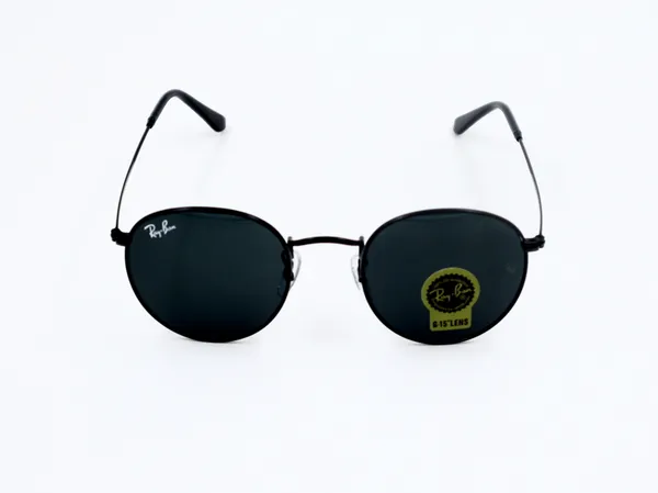 SwamiRaj_EyeWorld_Round_Sunglasses,_Medium,_UV_Protected_B2_Black_Glass_Lens,_Black_Titanium_Frame