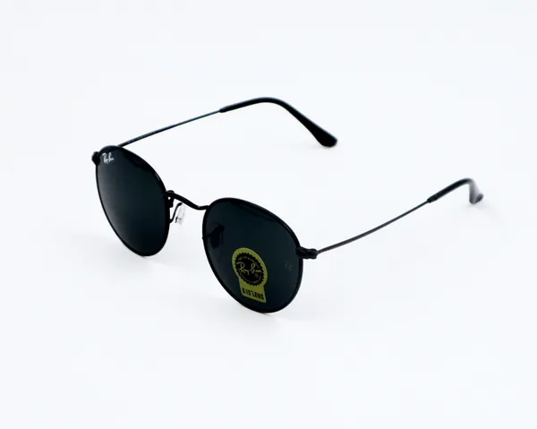SwamiRaj_EyeWorld_Round_Sunglasses,_Medium,_UV_Protected_B2_Black_Glass_Lens,_Black_Titanium_Frame