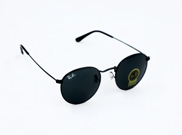 SwamiRaj_EyeWorld_Round_Sunglasses,_Medium,_UV_Protected_B2_Black_Glass_Lens,_Black_Titanium_Frame