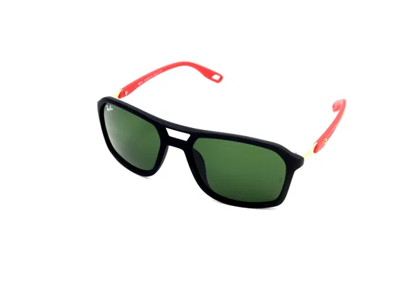 SwamiRaj_EyeWorld_Square_Sunglasses,_Medium,_UV_Protected_Green_Glass_Lens,_Soft_Rubber_Frame_(Black-Red)