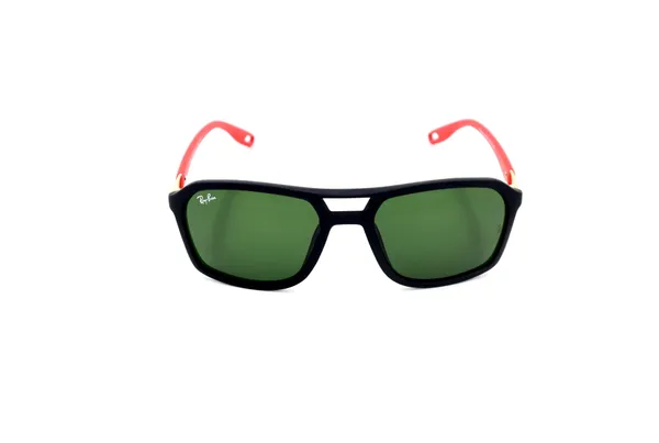 SwamiRaj_EyeWorld_Square_Sunglasses,_Medium,_UV_Protected_Green_Glass_Lens,_Soft_Rubber_Frame_(Black-Red)