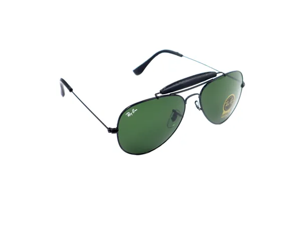 SwamiRaj_EyeWorld__Aviator_Glass_Fitted_Sunglasses_For_Men_&_Women_With_Very_Light_Weight_Titanium_Frame_&_UV_Protected_B2_Glass_Lens._(RB_3422__Black_with_Green)