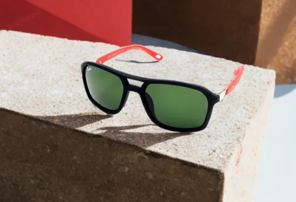 SwamiRaj_EyeWorld_Square_Sunglasses,_Medium,_UV_Protected_Green_Glass_Lens,_Soft_Rubber_Frame_(Black-Red)