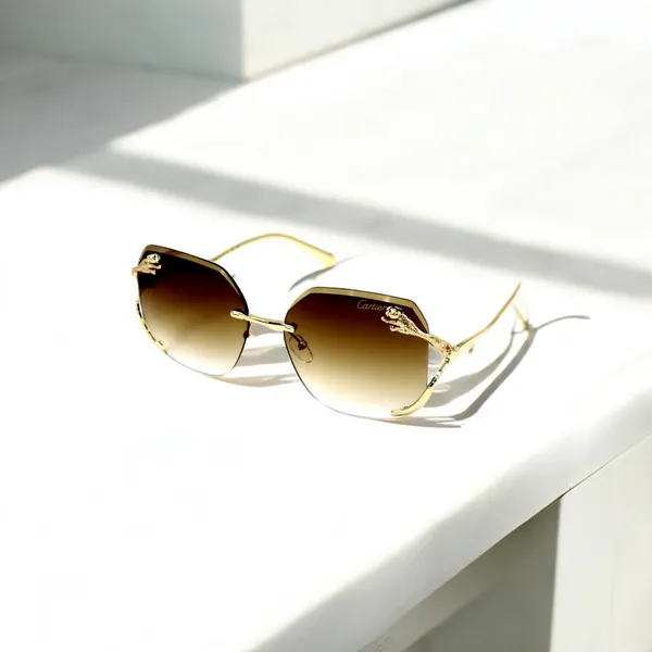 SwamiRaj_EyeWorld_Rimless_Golden_with_Brown__Hexagonal_Rimless_Sunglasses_(Titanium_Frame,_Brown_Shaded_Polycarbonate_Lens,_UV_Protected)_(58073_Golden_with_Brown)