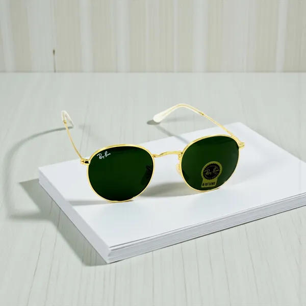 SwamiRaj_EyeWorld_Golden_with_Green_Round,_Medium,_UV_Protected_B2_Green_Glass_Lens,_Glossy_Golden_Titanium_Frame,_Unisex