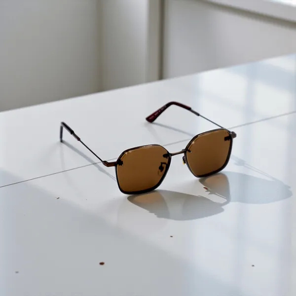 SwamiRaj_EyeWorld_Golden_with_Black_Hexagonal_Sunglasses_(Titanium_Frame,_Black_Polycarbonate_Lens,_UV_Protected)_(7787_Brown)