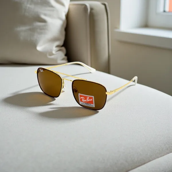 SwamiRaj_EyeWorld_Square_Glass_Fitted_Sunglasses_(Titanium_Frame,_UV_Protected_B2_Glass_Lens)_(_3588_Golden_with_Brown)