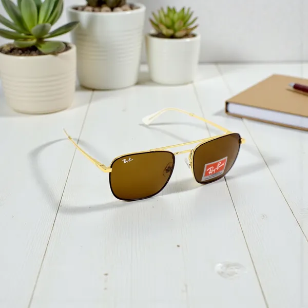 SwamiRaj_EyeWorld_Square_Glass_Fitted_Sunglasses_(Titanium_Frame,_UV_Protected_B2_Glass_Lens)_(_3588_Golden_with_Brown)