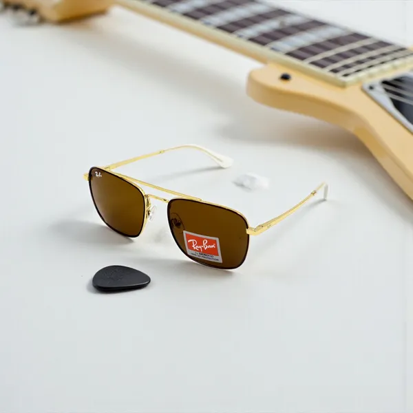 SwamiRaj_EyeWorld_Square_Glass_Fitted_Sunglasses_(Titanium_Frame,_UV_Protected_B2_Glass_Lens)_(_3588_Golden_with_Brown)