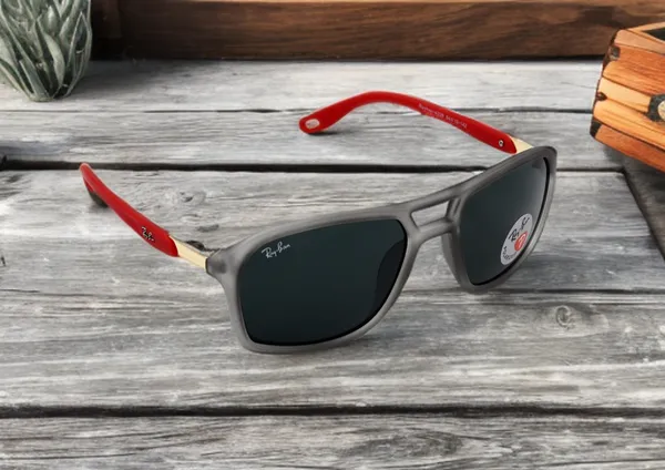 SwamiRaj_EyeWorld_Square_Sunglasses,_Medium,_UV_Protected_Black_Glass_Lens,_Soft_Rubber_Frame_(Grey-Red)