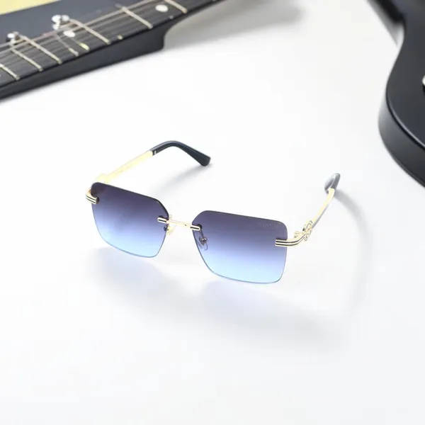 SwamiRaj_EyeWorld_Rimless_Golden_with_Blue__Square_Rimless_Sunglasses_(Titanium_Frame,_Blue_Shaded_Polycarbonate_Lens,_UV_Protected)_(OW_3168_Golden_with_Blue)