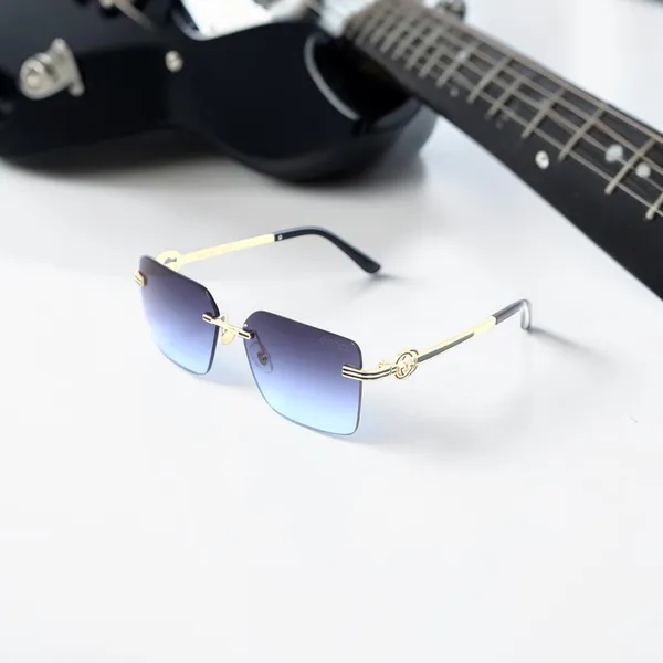 SwamiRaj_EyeWorld_Rimless_Golden_with_Blue__Square_Rimless_Sunglasses_(Titanium_Frame,_Blue_Shaded_Polycarbonate_Lens,_UV_Protected)_(OW_3168_Golden_with_Blue)
