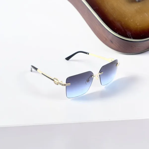SwamiRaj_EyeWorld_Rimless_Golden_with_Blue__Square_Rimless_Sunglasses_(Titanium_Frame,_Blue_Shaded_Polycarbonate_Lens,_UV_Protected)_(OW_3168_Golden_with_Blue)