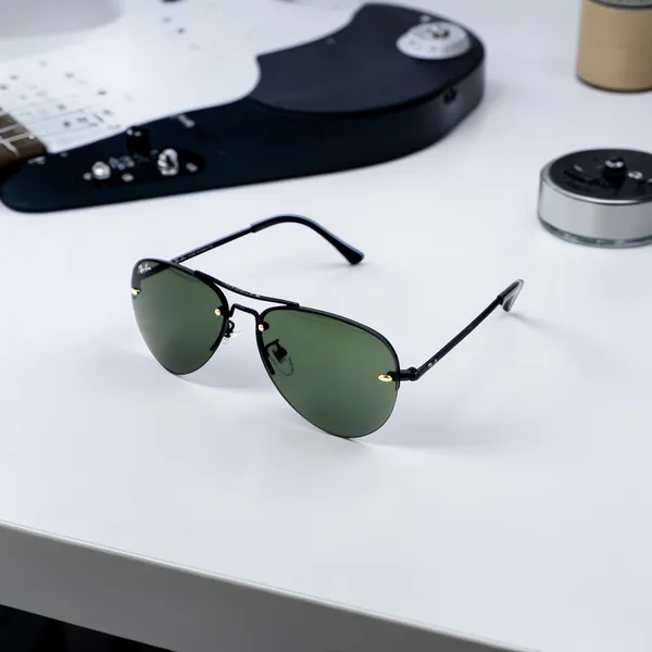 SwamiRaj_EyeWorld_Black_with_Green_Aviator_Half_Rimless_Sunglasses_For_Men_&_Women_With_Very_Light_Weight_Titanium_Frame_&_UV_Protected_Polycarbonate_Lens