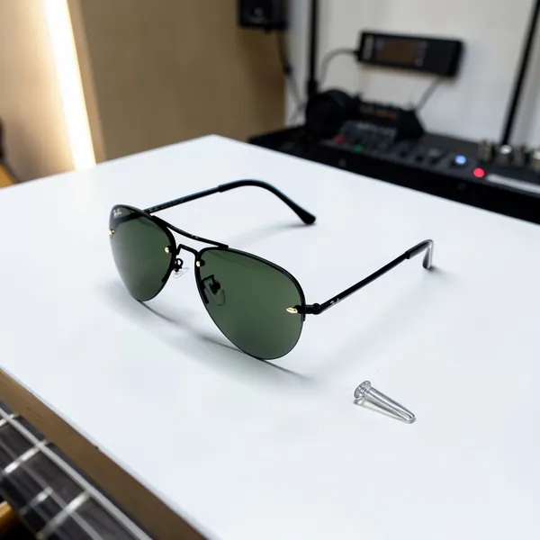 SwamiRaj_EyeWorld_Black_with_Green_Aviator_Half_Rimless_Sunglasses_For_Men_&_Women_With_Very_Light_Weight_Titanium_Frame_&_UV_Protected_Polycarbonate_Lens
