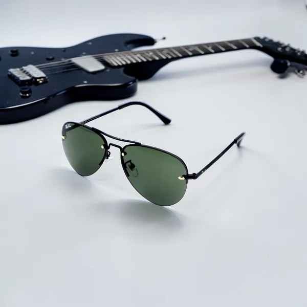 SwamiRaj_EyeWorld_Black_with_Green_Aviator_Half_Rimless_Sunglasses_For_Men_&_Women_With_Very_Light_Weight_Titanium_Frame_&_UV_Protected_Polycarbonate_Lens