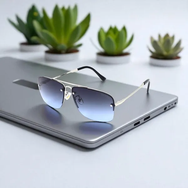 SwamiRaj_EyeWorld_Square_Sunglasses_(Titanium_Half_Frame,_Dual_Shaded_UV_Protected_Lens)