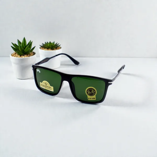 SwamiRaj_EyeWorld_Square_Glass_Fitted_Sunglasses_(Acetate_Frame,_UV_Protected_B2_Glass_Lens_)_(_3668_Black_with_Green)