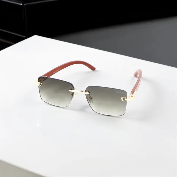 SwamiRaj_EyeWorld_Rimless_Golden_Frame_with_Brown_Wooden_Sides_Sunglasses_with_Titanium_Frame,_&_UV_Protected_Polycarbonate_Lens_Ideal_for_Men_&_Women_(OW_3066_Golden_with_Brown)