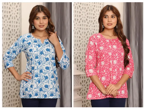Pack_Of_2_Women_Printed_Pure_Cotton_Straight_Kurta_(White_&_Pink)