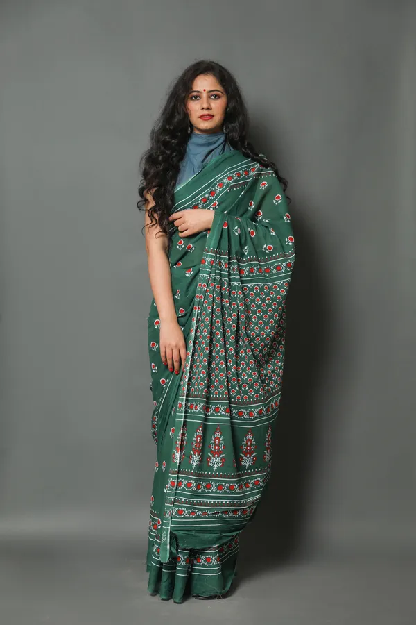 Green_Jaipuri_Hand_Printed_Color_Block_Handloom_Pure_Cotton_Saree